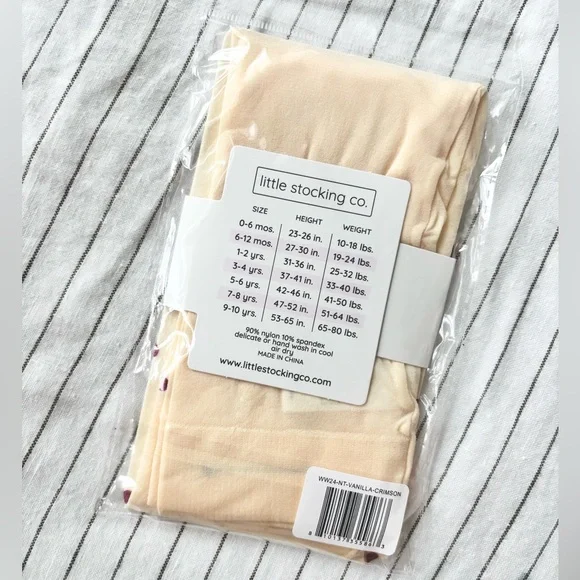 Little Stocking Co. sparkle dot nylon tights in vanilla and crimson dot 1-2 yrs - Picture 3 of 4